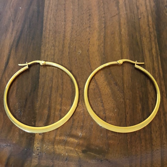 Gold Hoop Earrings Approximately 1.5” Diameter - Picture 2 of 5